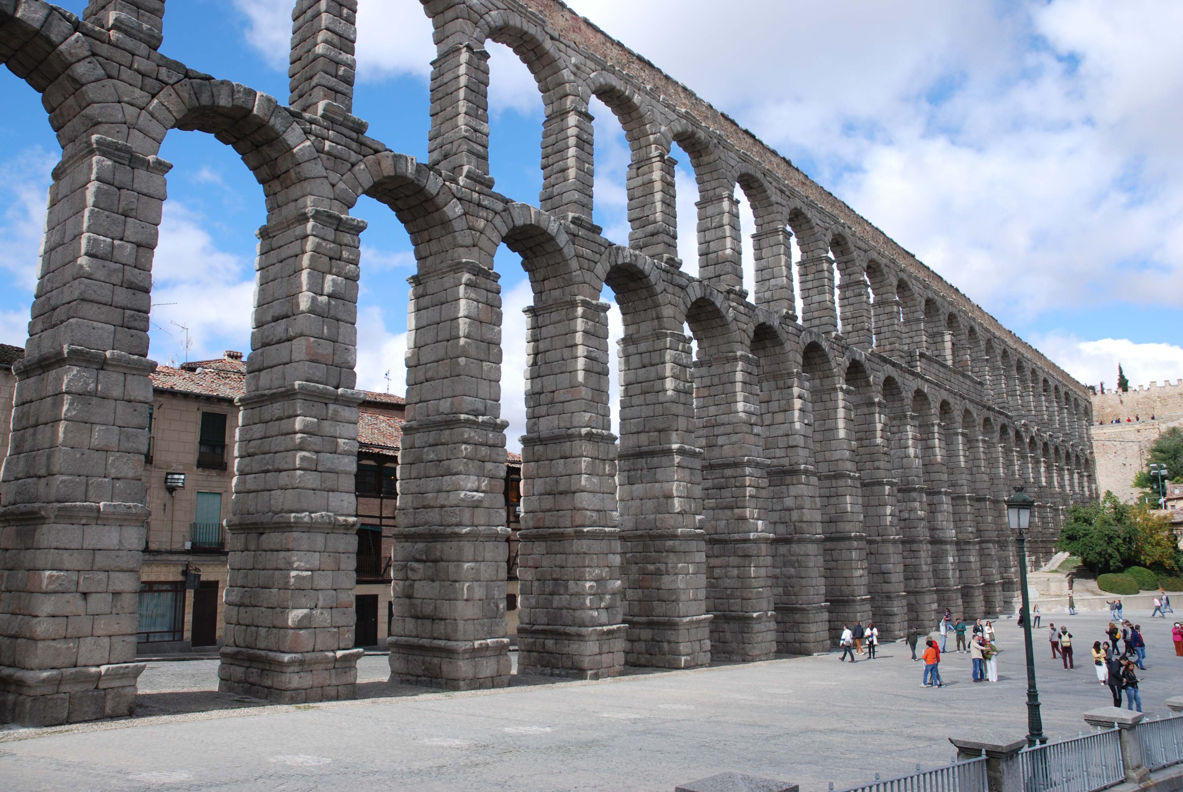 Cycle through the impressive Roman aqueduct at Segovia