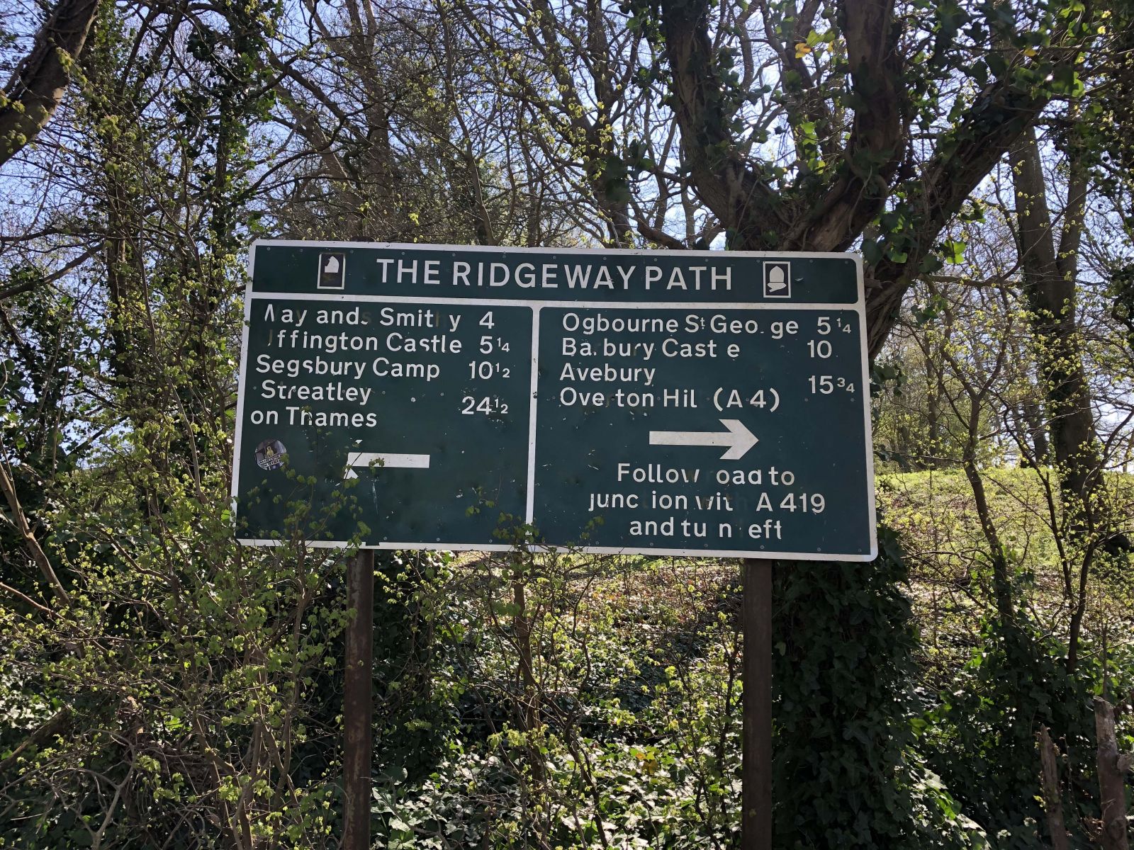 A rather weathered sign but part of the charm of the unspoilt nature of the route